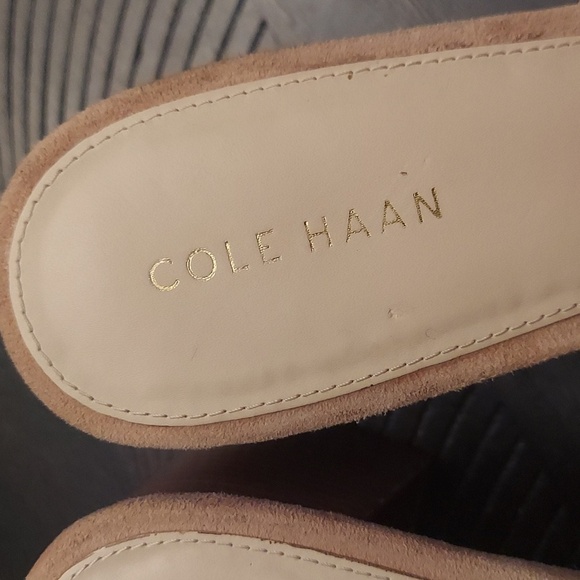 COLE HAAN Womens Daina Suede Leather Stacked Heel Slip On Open Toe Sandals - Picture 3 of 12
